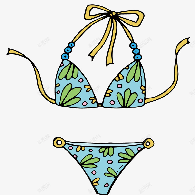 碎花比基尼png免抠素材_88icon https://88icon.com 比基尼 碎花