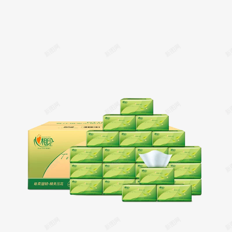 心相印绿茶纸抽png免抠素材_88icon https://88icon.com 产品实物 卫生用品 心相印 纸巾 面巾纸
