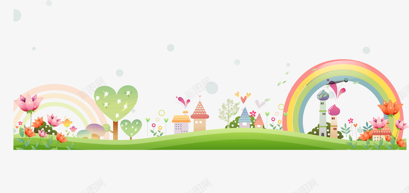 童话王国矢量图ai免抠素材_88icon https://88icon.com 卡通城市 童话王国 草地 矢量图
