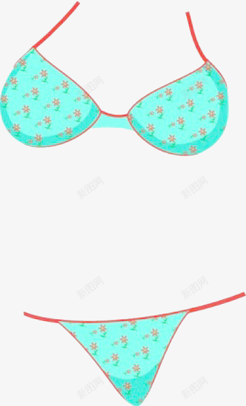 卡通蓝色碎花比基尼元素png免抠素材_88icon https://88icon.com 元素 卡通 比基尼 蓝色