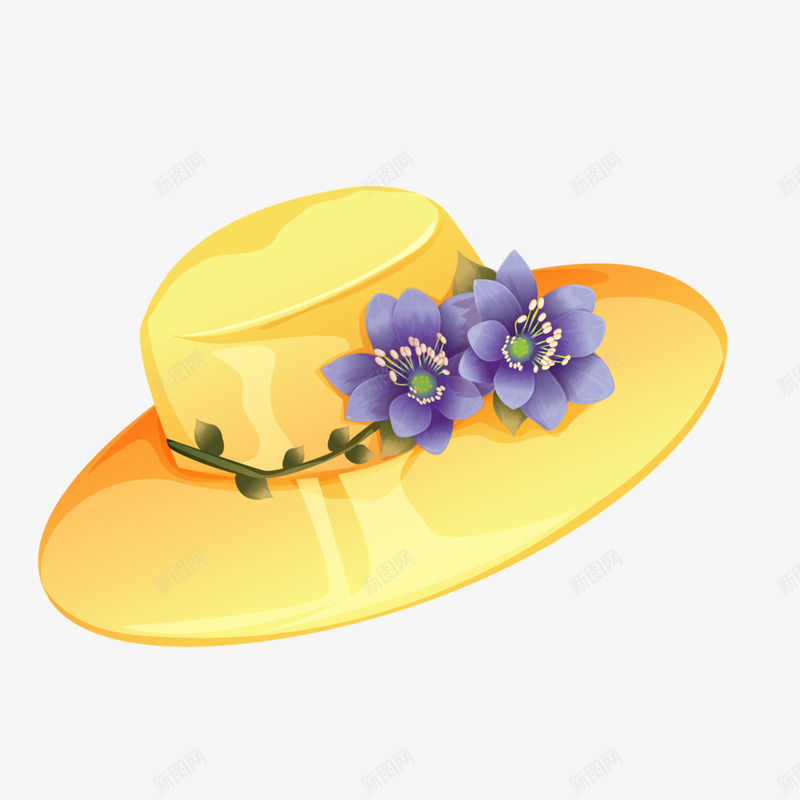 卡通草帽png免抠素材_88icon https://88icon.com 卡通黄色帽子 女草帽 手绘花朵草帽 简笔画女帽子