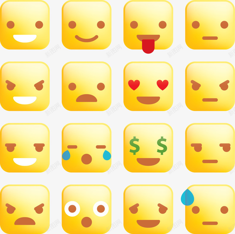 黄色方框表情矢量图ai免抠素材_88icon https://88icon.com emoji iPhone iPhone表情 iphone表情 聊天表情 表情 黄色 矢量图