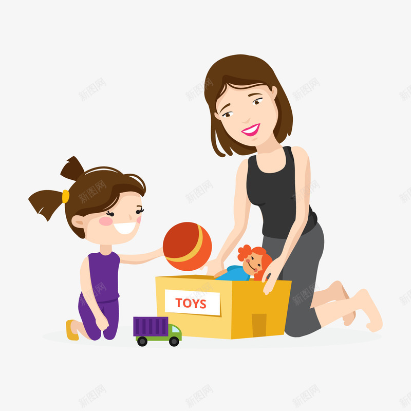 收拾玩具女孩png免抠素材_88icon https://88icon.com 卡通人物 卡通儿童 卡通女孩 收拾玩具 背景装饰