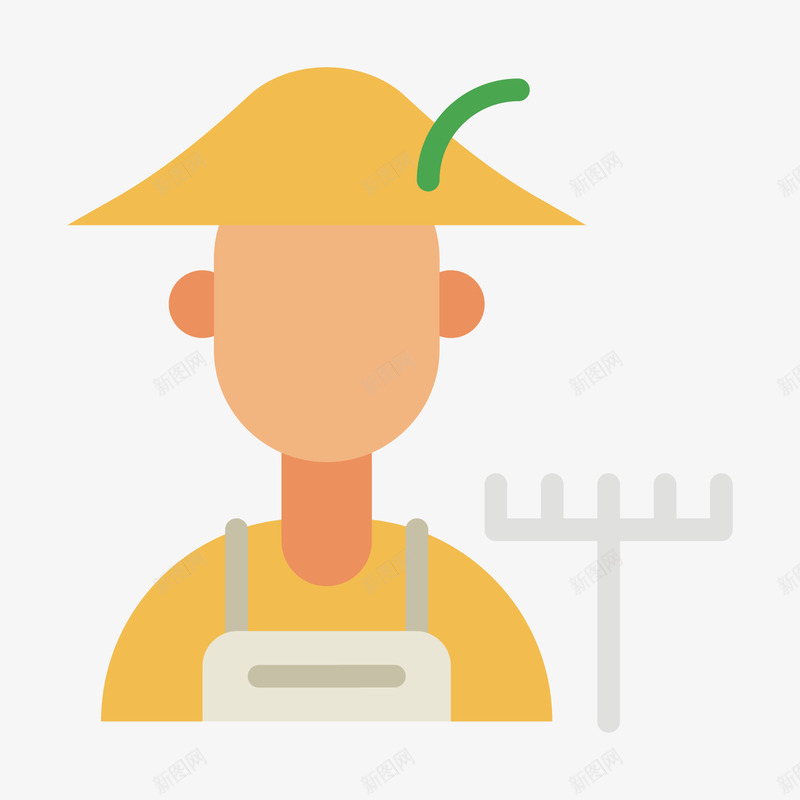 黄色扁平化农民元素矢量图ai免抠素材_88icon https://88icon.com 农民 农耕 劳作 卡通插画 帽子 扁平化 耙子 黄色 矢量图