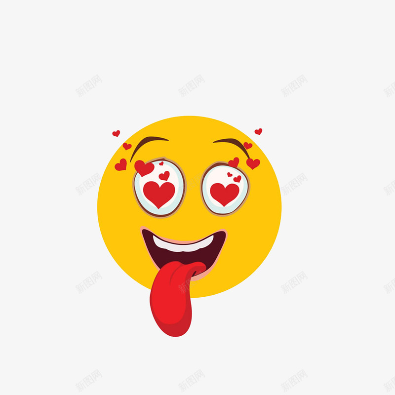 卡通爱心眼吐舌头表情png免抠素材_88icon https://88icon.com 伸出舌头 双眼冒爱心 眼冒爱心 色迷迷 表情图