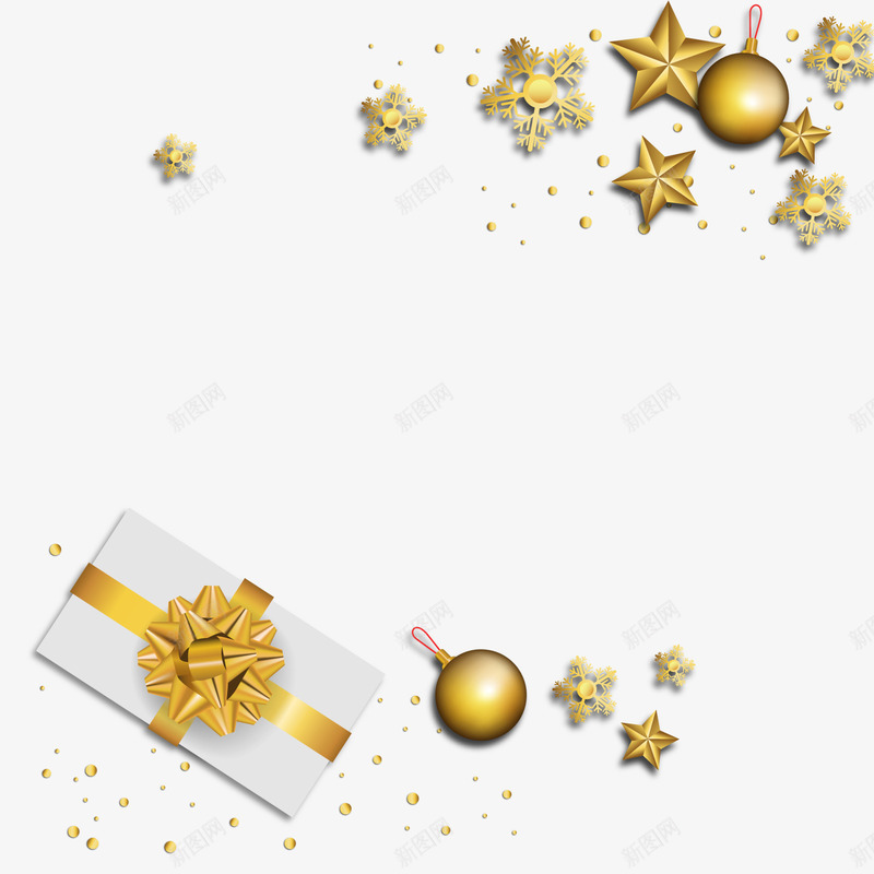 金色礼物和金色星星png免抠素材_88icon https://88icon.com 新年装饰 礼品盒 背景装饰 金色星星 金色礼物