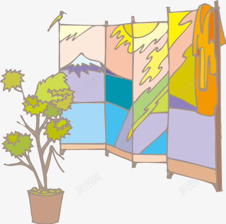 卡通盆栽屏风矢量图eps免抠素材_88icon https://88icon.com 卡通 屏风 盆栽 矢量卡通 矢量图