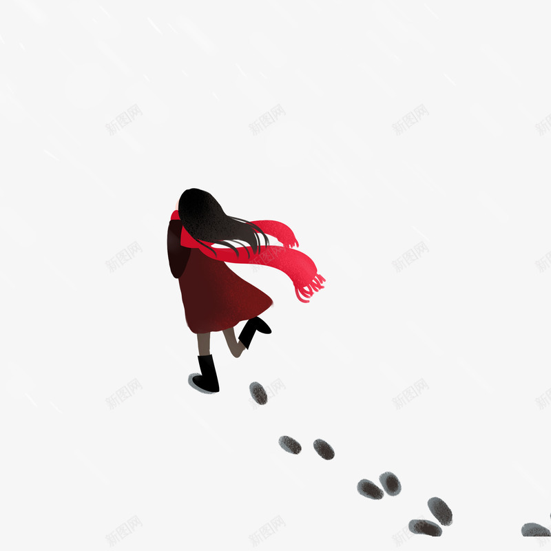 卡通女孩psd免抠素材_88icon https://88icon.com PNG图 PNG图下载 冬季人物 创意卡通 卡通 卡通插图 女孩 插图 雪中行走 雪地里的女孩