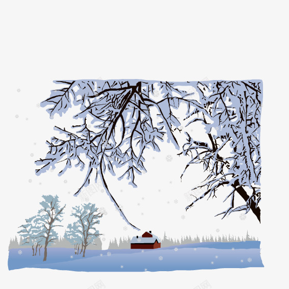 下雪后的枝条矢量图ai免抠素材_88icon https://88icon.com 下雪 雪景 雪枝 矢量图