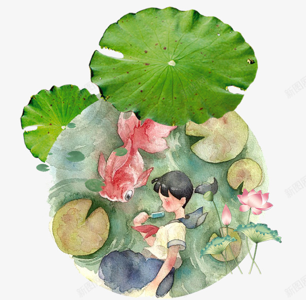 荷塘荷花png免抠素材_88icon https://88icon.com 中国风 唯美 夏天 手绘 水墨 荷叶 荷塘月色 荷花 荷花插画