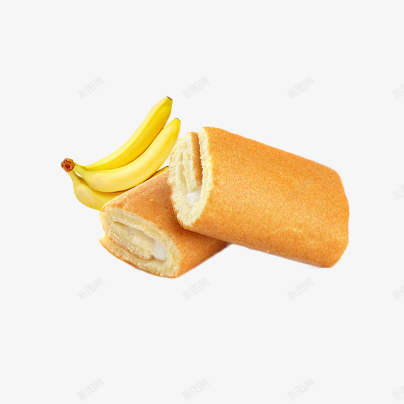 香蕉味瑞士卷png免抠素材_88icon https://88icon.com 口味 早餐 点心 瑞士卷 糕点 零食 面包