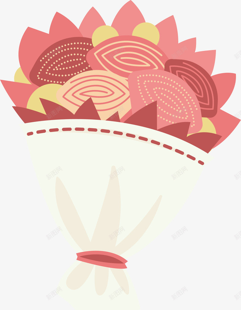 粉红色花束矢量图ai免抠素材_88icon https://88icon.com 婚礼新娘花束 浪漫花束 矢量png 粉色花束 结婚花束 花束 矢量图