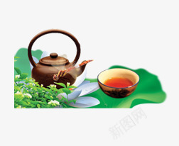 唯美精美清新茶壶茶杯荷叶png免抠素材_88icon https://88icon.com 唯美 清新 精美 绿色 茶壶 茶杯 荷叶