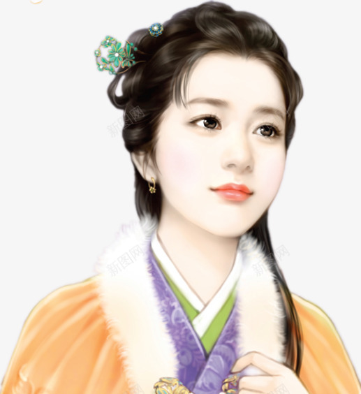 橙色披风素雅女子古风手绘png免抠素材_88icon https://88icon.com 古风 女子 手绘 披风 橙色 素雅