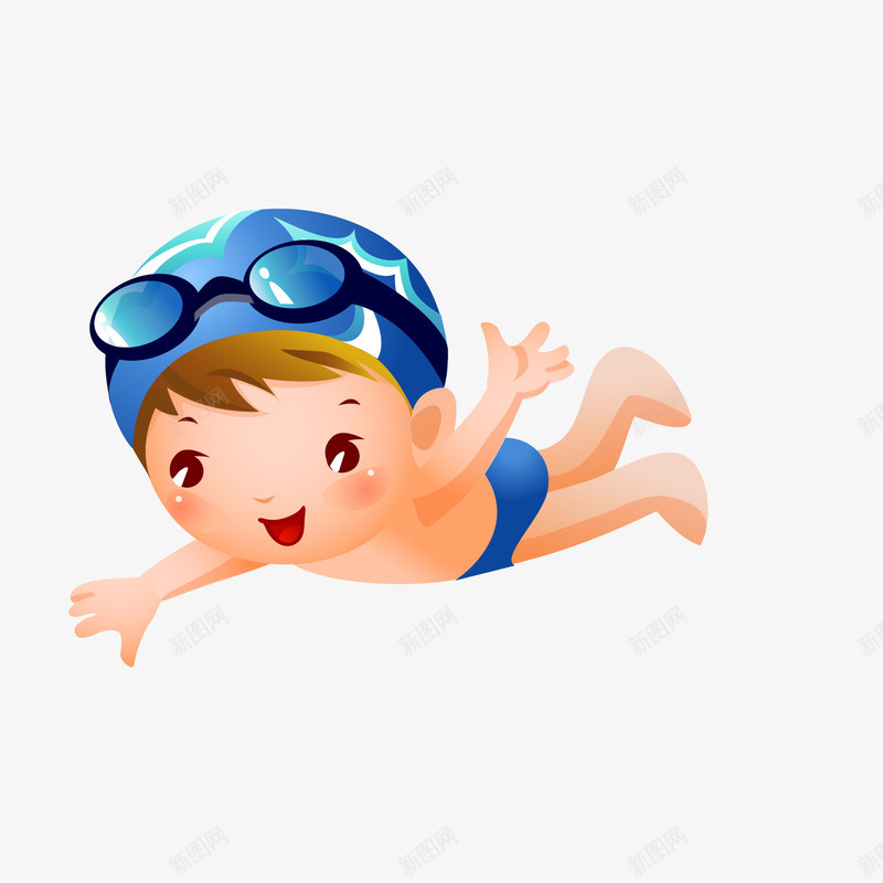 卡通夏季游泳的男孩矢量图ai免抠素材_88icon https://88icon.com 人物设计 卡通 夏季 游泳 男孩 练习 锻炼 矢量图