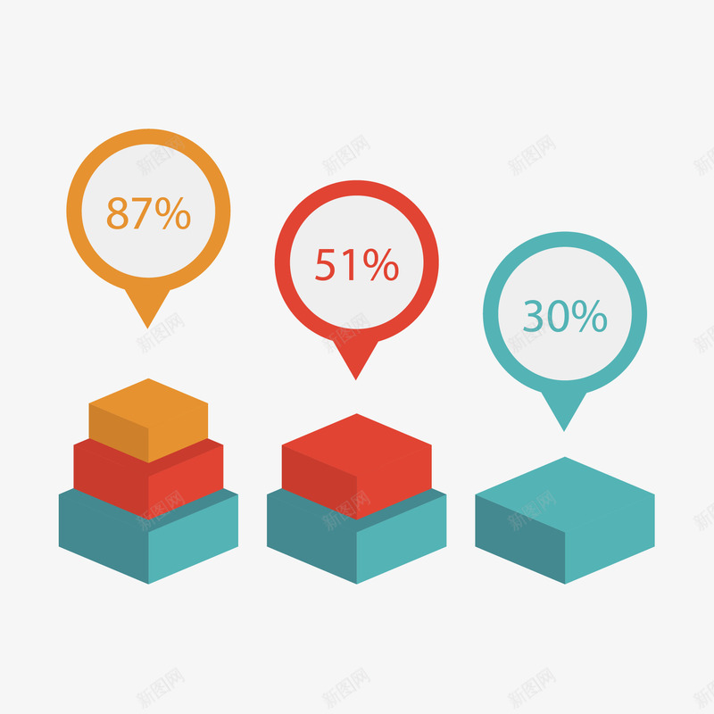 信息图png免抠素材_88icon https://88icon.com PPT 信息 商务 图表 多彩 百分比 示意图 立体 统计 说明