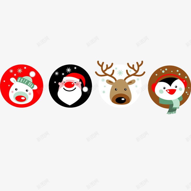 圣诞元素psd免抠素材_88icon https://88icon.com 圣诞老人 小熊 雪花 麋鹿