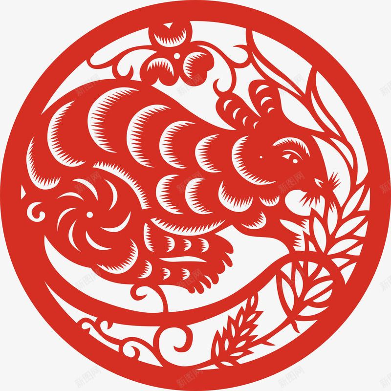 鼠年剪纸png免抠素材_88icon https://88icon.com 中国风 剪纸 十二生肖 鼠