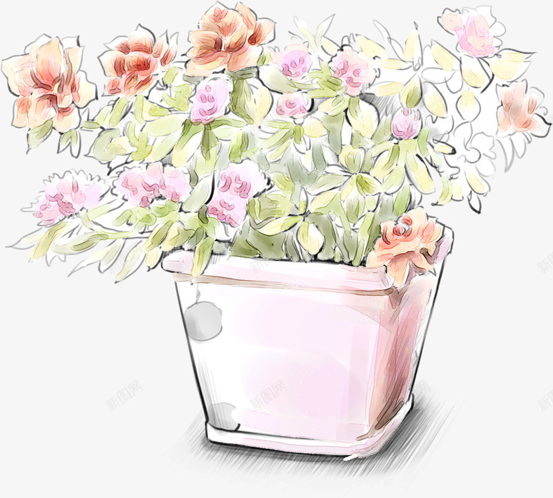 手绘室内花朵盆栽png免抠素材_88icon https://88icon.com 室内 盆栽 花朵
