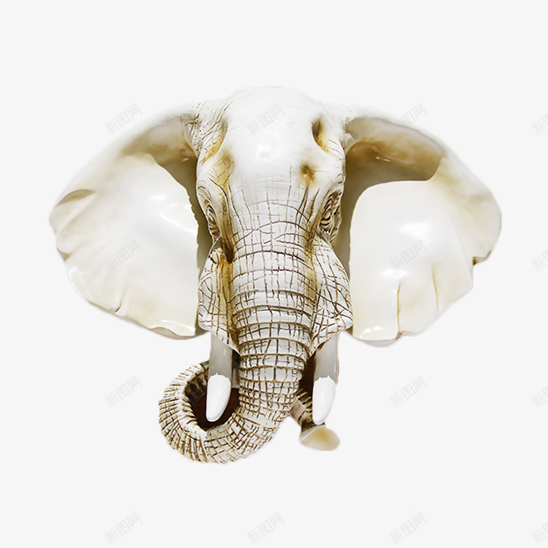 树脂材质大象头壁挂白色png免抠素材_88icon https://88icon.com 免抠素材 壁挂 大象头 家居装饰 白色
