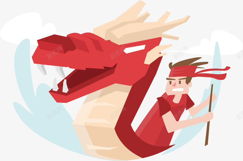 红色的龙舟矢量图ai免抠素材_88icon https://88icon.com ai龙舟 划龙舟的人 河流 矢量图 端午节 红色 龙舟
