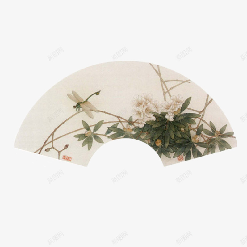 扇面png免抠素材_88icon https://88icon.com 中国风 工笔画 扇面 折扇 插画 花卉 鸟
