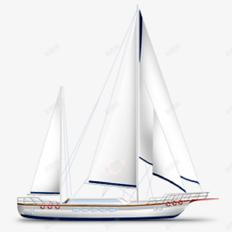 白色帆船手绘png免抠素材_88icon https://88icon.com 帆船 白色 素材