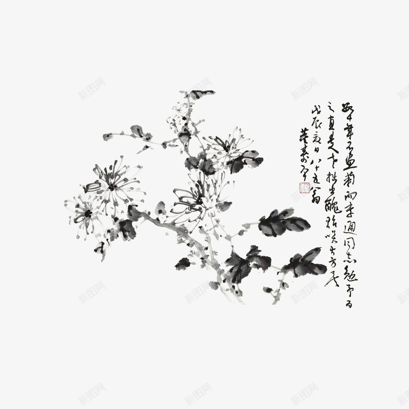 花鸟水墨传统画png免抠素材_88icon https://88icon.com 国画 国画菊花 水墨画 水墨菊花 花鸟水墨传统画 菊花
