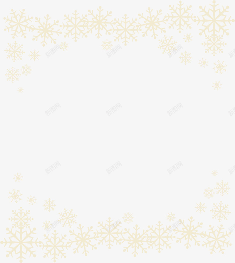 冬季黄色雪花框架png免抠素材_88icon https://88icon.com 冬季雪花 落雪 边框纹理 雪花片 飘雪 飞扬雪花
