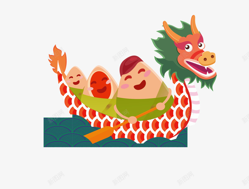 划龙舟图案psd免抠素材_88icon https://88icon.com 划龙舟 卡通 端午 端午节 节日