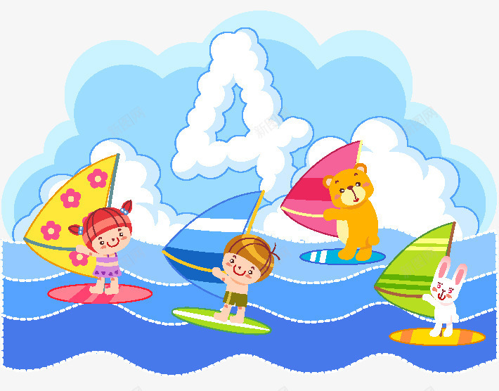 手绘卡通大海帆船png免抠素材_88icon https://88icon.com 卡通 大海 帆船