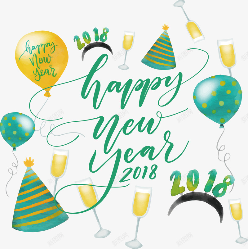 新年派对聚会水彩花纹png免抠素材_88icon https://88icon.com 2018新年 元旦派对 新年派对 水彩花纹 狂欢派对 矢量png