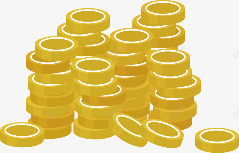一堆金币矢量图eps免抠素材_88icon https://88icon.com 宝藏 寻宝 矢量素材 财宝 金币 矢量图