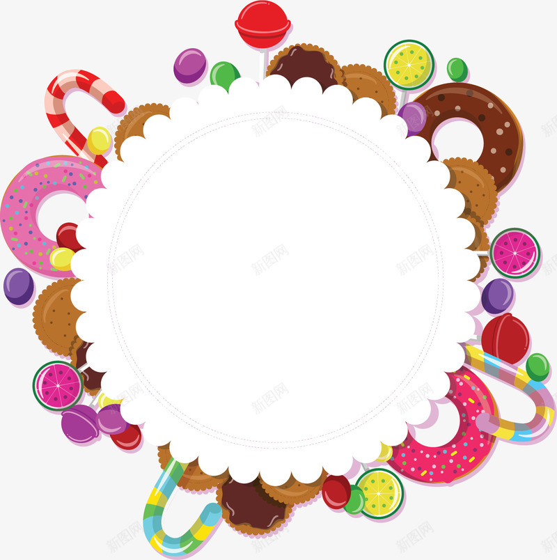 美味甜点甜甜圈边框矢量图ai免抠素材_88icon https://88icon.com 甜点 甜点边框 甜甜圈 矢量png 糖果 美味甜点 矢量图