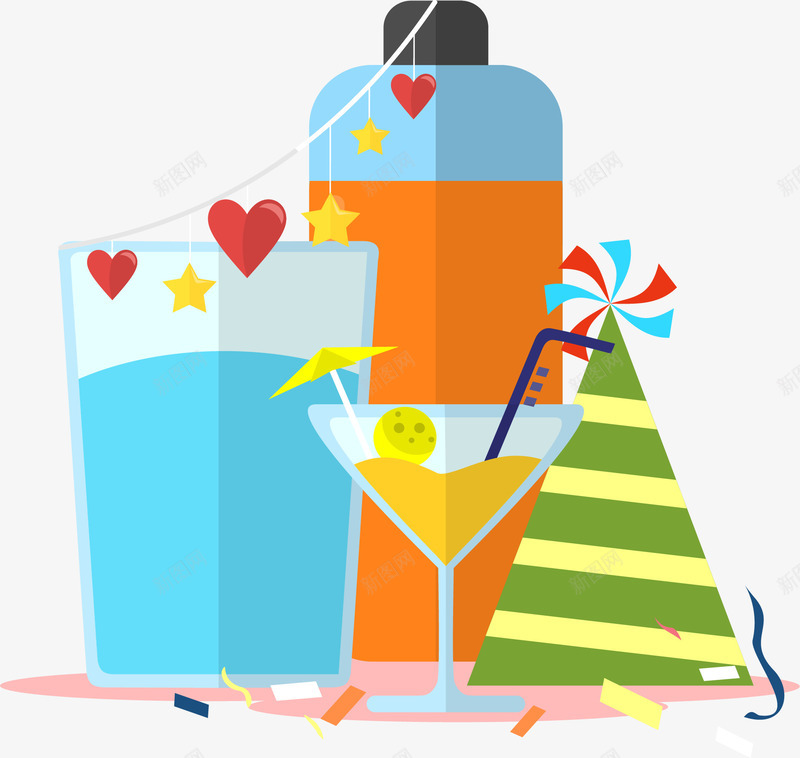 聚会派对饮品png免抠素材_88icon https://88icon.com 派对装饰 派对饮料 矢量素材 聚会派对 闺蜜派对