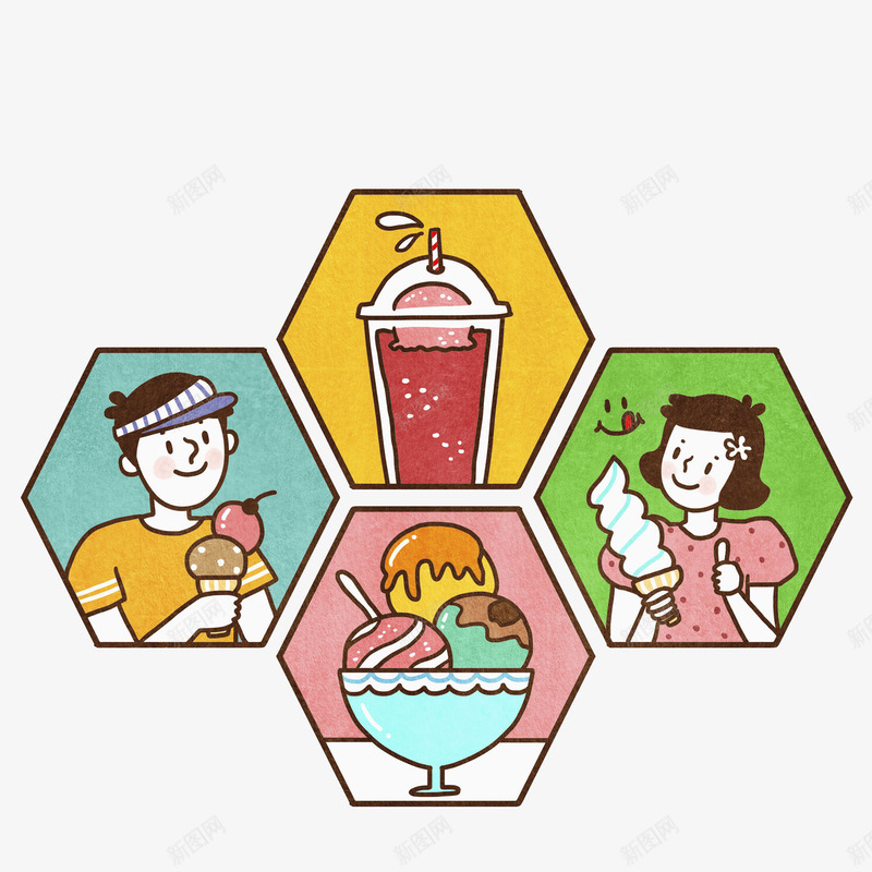 美味的食物png免抠素材_88icon https://88icon.com 冰激凌 卡片 卡通 女孩 插图 果汁 男孩 装饰
