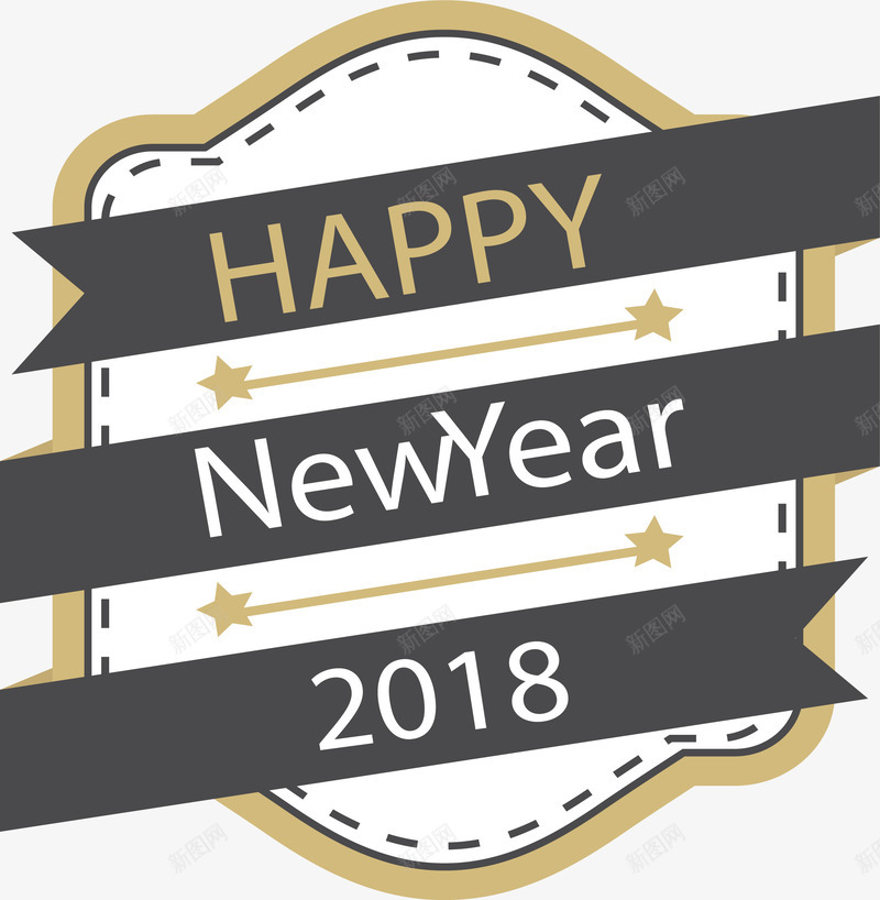 缠绕彩带新年标签png免抠素材_88icon https://88icon.com 2018元旦 happyNewYear 彩带 新年标签 矢量png 缠绕彩带