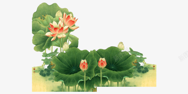 荷花中国风水墨画装饰png免抠素材_88icon https://88icon.com 中国风 水墨画 清新 荷叶 荷花