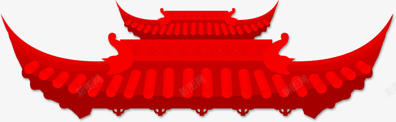 红色古风建筑png免抠素材_88icon https://88icon.com 中国风 历史感 古代 古风 建筑 房顶 红色 节日