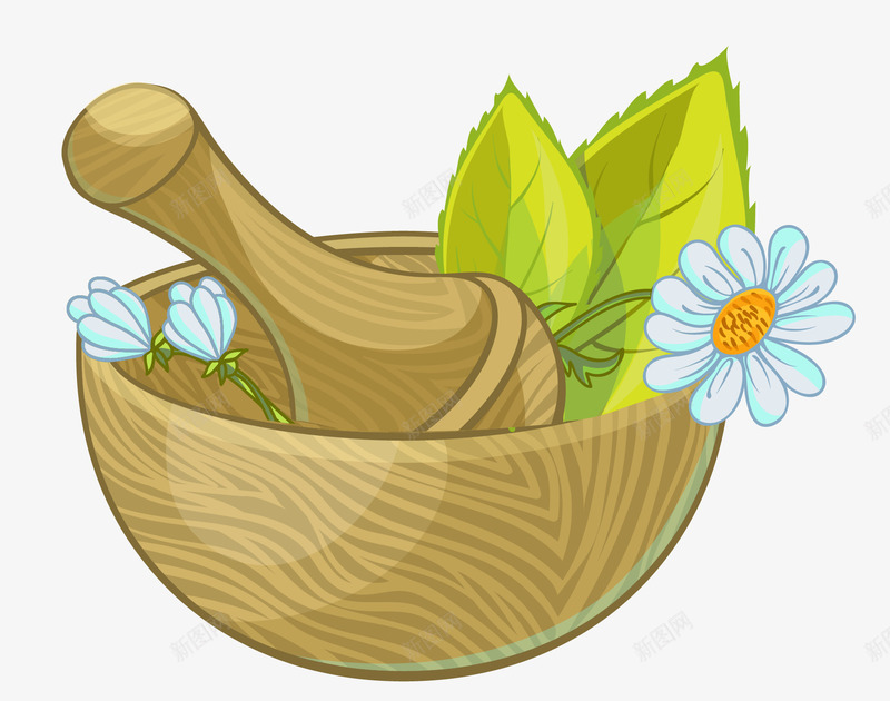 药杵png免抠素材_88icon https://88icon.com 药杵 薄荷叶 野菊