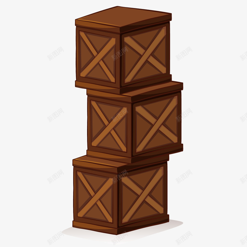 木箱子矢量图ai免抠素材_88icon https://88icon.com 一摞 商务 堆放 木纹色方形箱子 矢量图 装饰