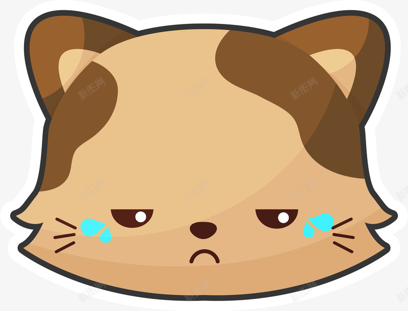 卡通棕色不开心猫咪贴纸png免抠素材_88icon https://88icon.com 不开心 卡通 可爱 吓到冒汗 时尚贴纸 猫咪 矢量图案 表情包