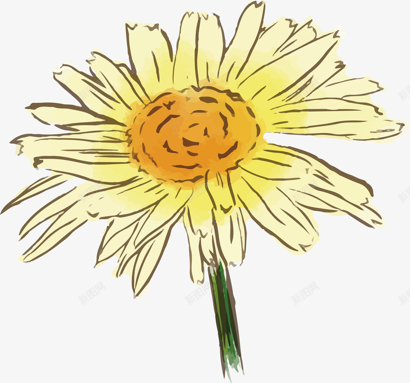 手绘金色菊花矢量图ai免抠素材_88icon https://88icon.com 卡通 水彩 菊花 菊花设计 金色 金色花朵 矢量图