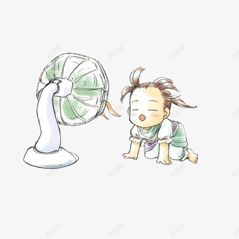 享受风扇带来的清凉风psd免抠素材_88icon https://88icon.com 享受表情 享受风扇带来的清凉风 卡通手绘