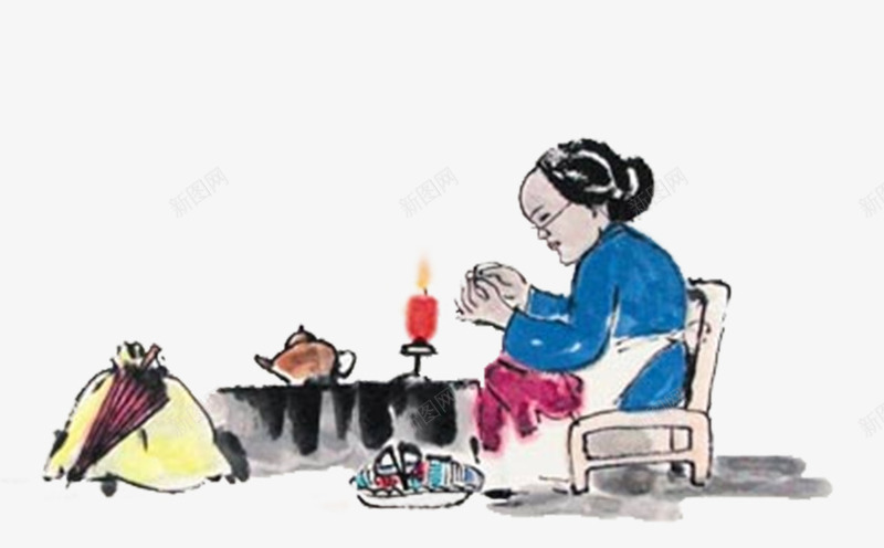 中国风游子吟孟郊插画png免抠素材_88icon https://88icon.com 中国风 孟郊 寸草心 感恩 插画 母亲节 游子吟