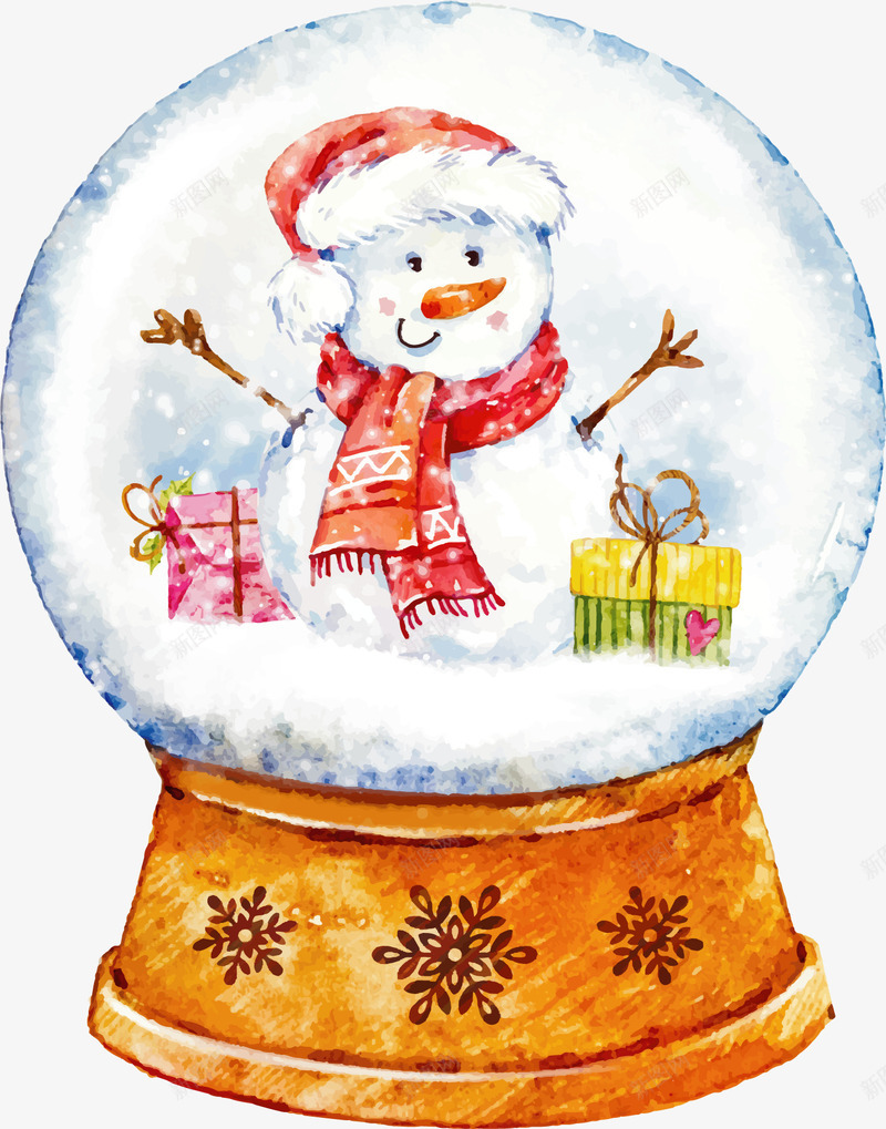 手绘风雪人水晶球矢量图ai免抠素材_88icon https://88icon.com 圣诞快乐 圣诞节 圣诞节快乐 矢量png 雪人 雪人水晶球 矢量图