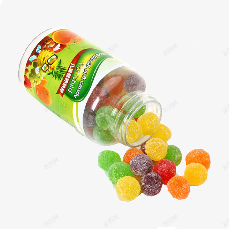 罐装软糖png免抠素材_88icon https://88icon.com 产品实物 塑料瓶 小瓶子 彩色 透明 零食