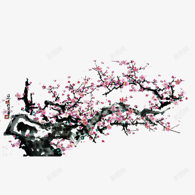 中国风水墨梅花装饰png免抠素材_88icon https://88icon.com 中国风 梅花 水墨 装饰