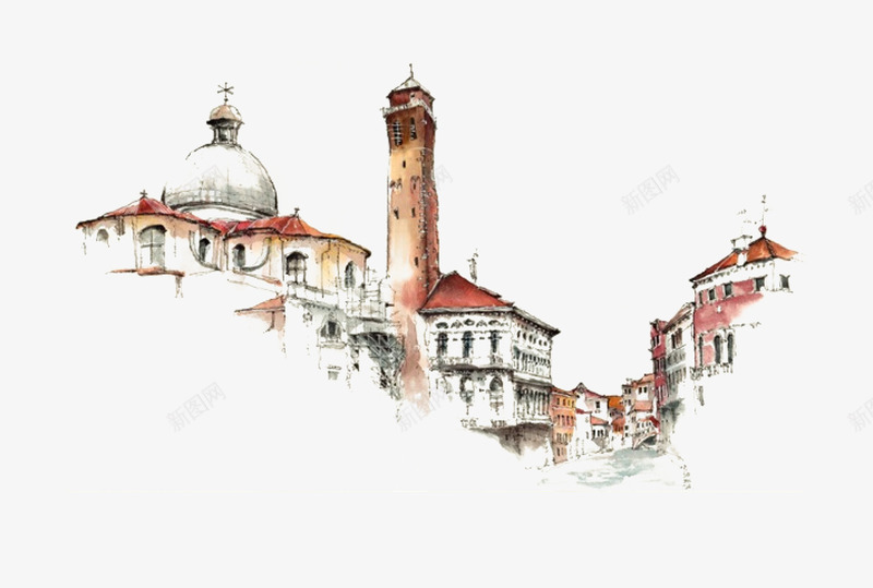 旅游城市建筑png免抠素材_88icon https://88icon.com 国庆 手绘 旅游 欧洲游 水彩