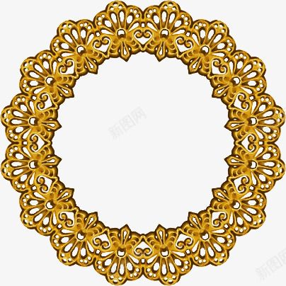 镂空黄金花环欧式花纹png免抠素材_88icon https://88icon.com 欧式 花环 花纹 镂空 黄金